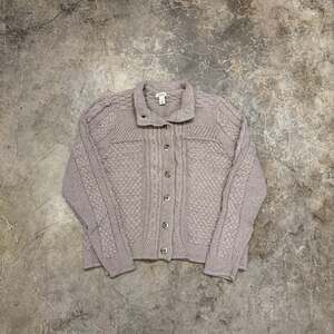 L.L. Bean Cable Knit Chunky Fisherman Button Women’s Cardigan Sweater